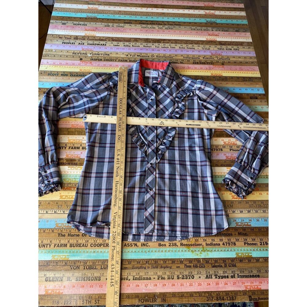Plaid Ruffle Women's Blouse - Picture 11 of 14